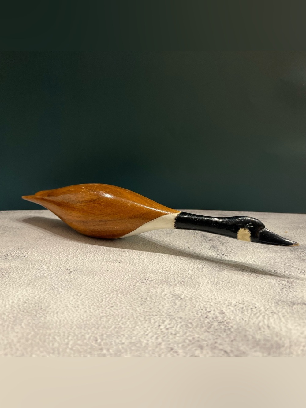 Vintage Mid Century Modern Canda Goose Door Stop Hand Carved Wooden Decor